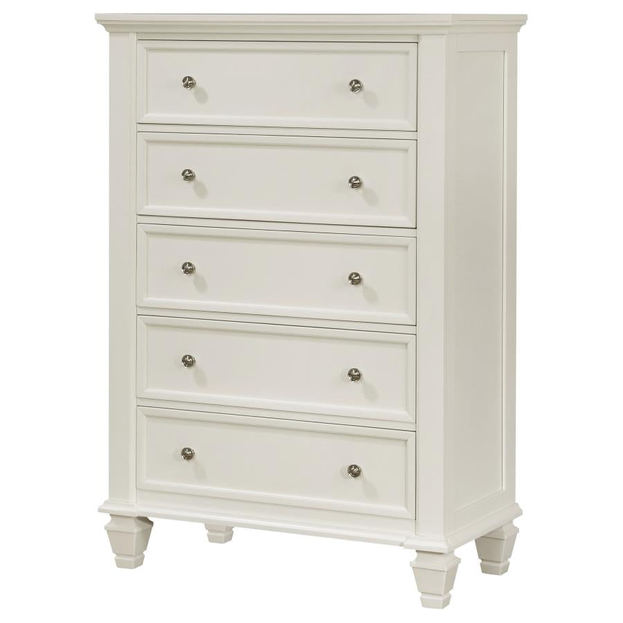 CoasterEssence Sandy Beach 5-Drawer Rectangular Chest Cream White