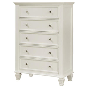 CoasterEssence Sandy Beach 5-Drawer Rectangular Chest Cream White