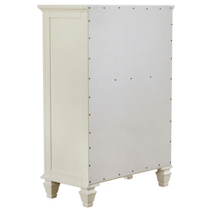 CoasterEssence Sandy Beach 5-Drawer Rectangular Chest Cream White