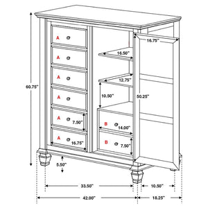 CoasterEssence Sandy Beach 8-Drawer Door Chest Storage Cream White