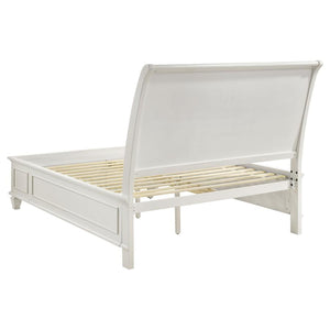 CoasterEssence Sandy Beach Storage Sleigh Bed Cream White