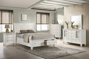 CoasterEssence Sandy Beach Storage Sleigh Bed Cream White