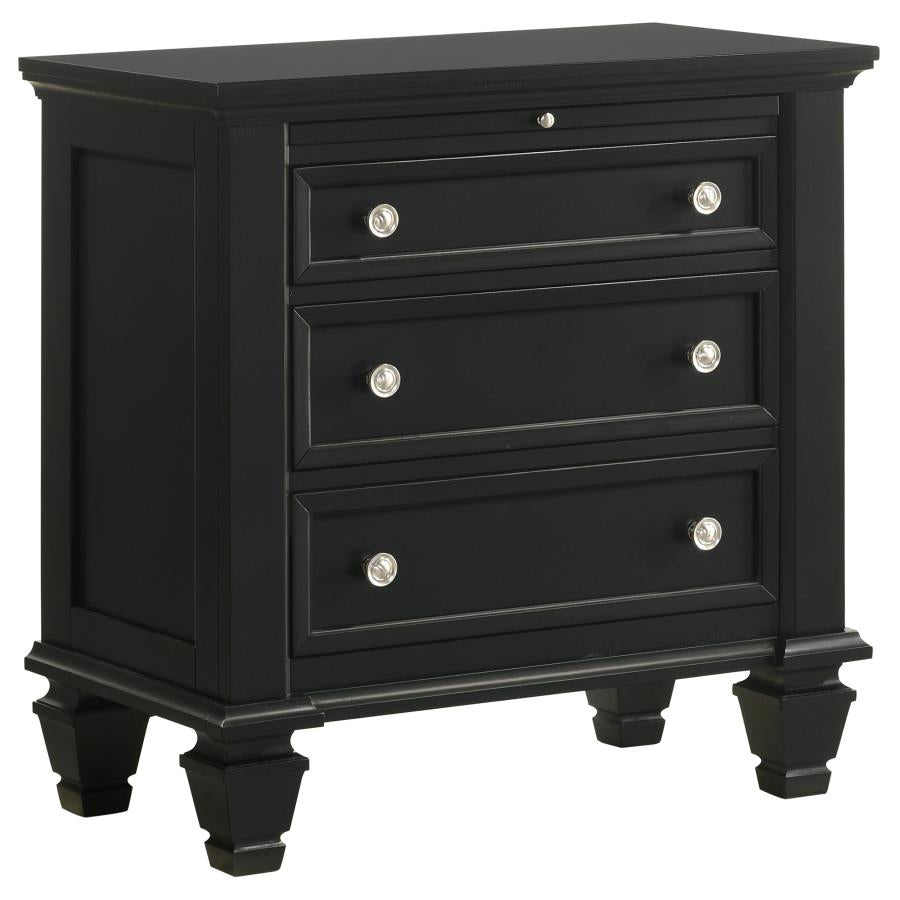 CoasterEssence Sandy Beach 3-Drawer Nightstand Black