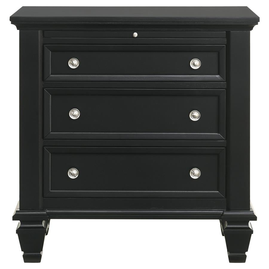 CoasterEssence Sandy Beach 3-Drawer Nightstand Black