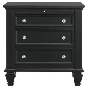 CoasterEssence Sandy Beach 3-Drawer Nightstand Black