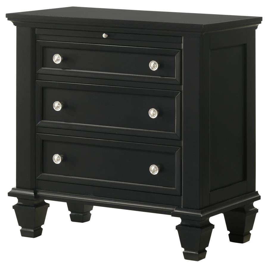 CoasterEssence Sandy Beach 3-Drawer Nightstand Black