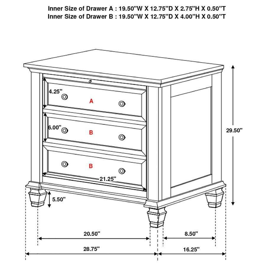 CoasterEssence Sandy Beach 3-Drawer Nightstand Black