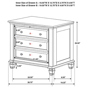 CoasterEssence Sandy Beach 3-Drawer Nightstand Black