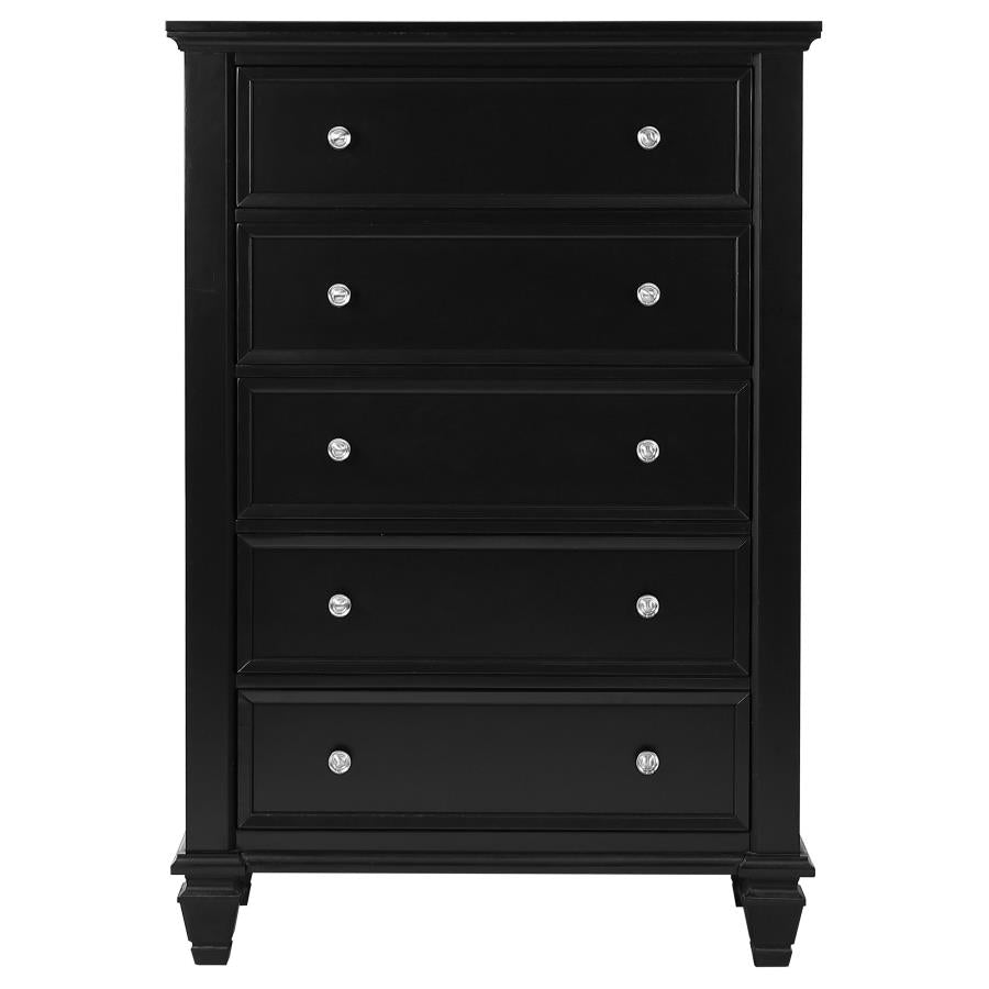 CoasterEssence Sandy Beach 5-Drawer Chest Black