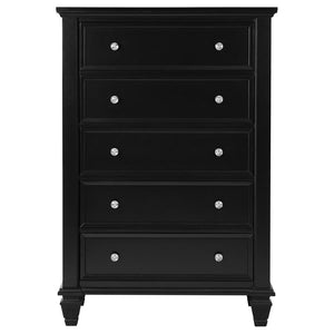 CoasterEssence Sandy Beach 5-Drawer Chest Black