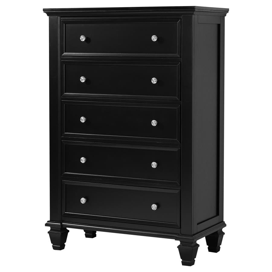 CoasterEssence Sandy Beach 5-Drawer Chest Black