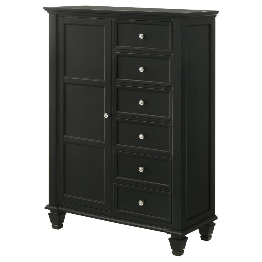 CoasterEssence Sandy Beach Door Chest With Concealed Storage Black