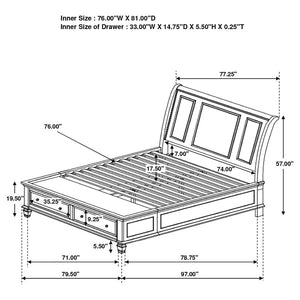 CoasterEssence Sandy Beach Storage Sleigh Bed Black