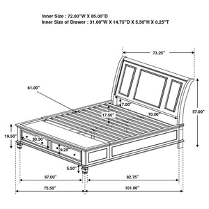 CoasterEssence Sandy Beach Storage Sleigh Bed Black