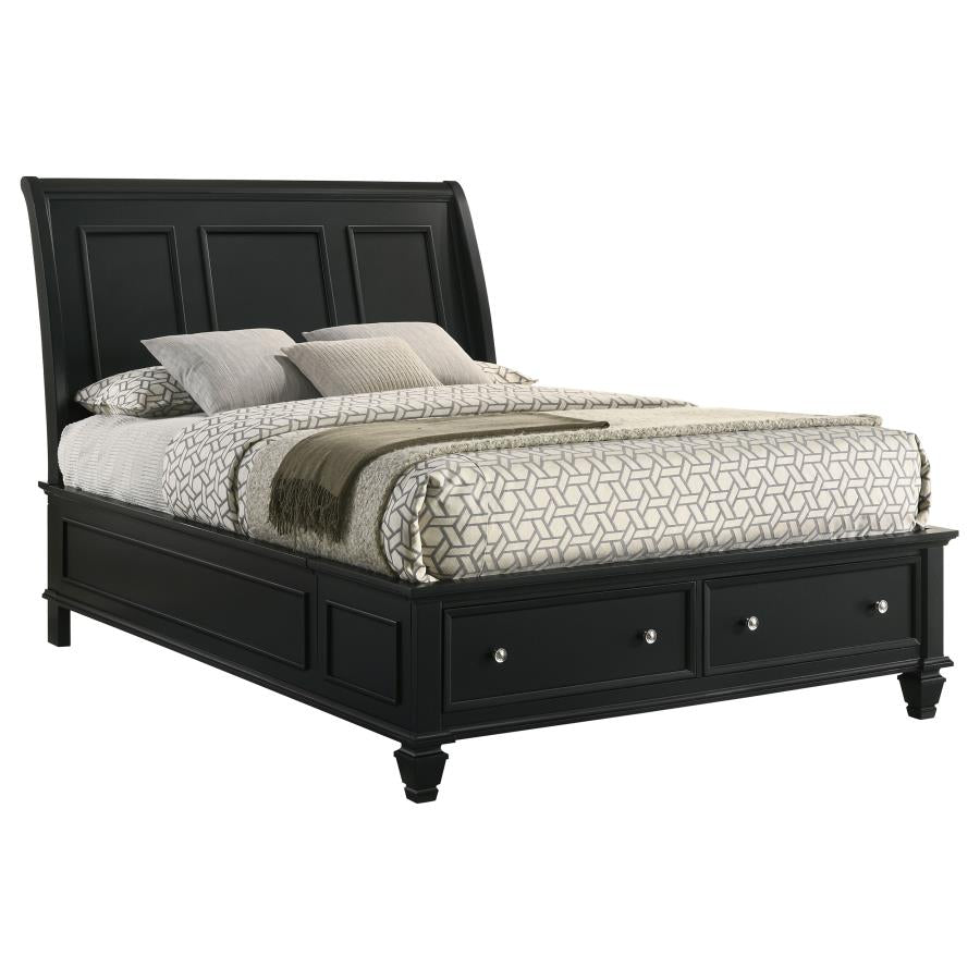 CoasterEssence Sandy Beach Storage Sleigh Bed Black