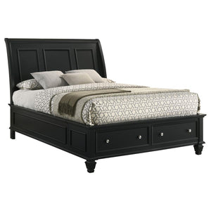 CoasterEssence Sandy Beach Storage Sleigh Bed Black