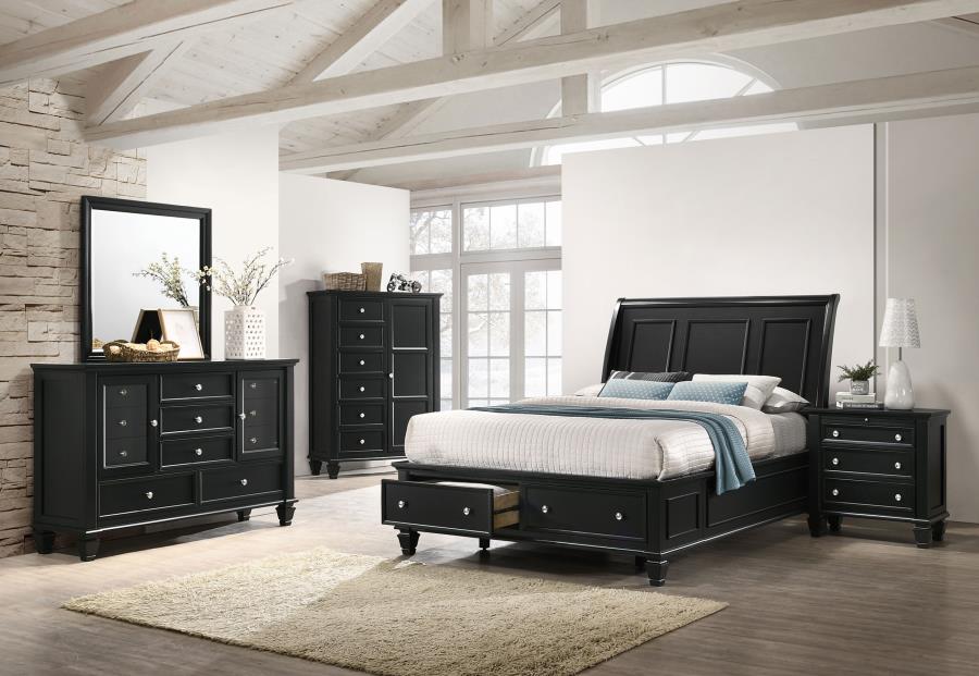 CoasterEssence Sandy Beach Storage Sleigh Bed Black