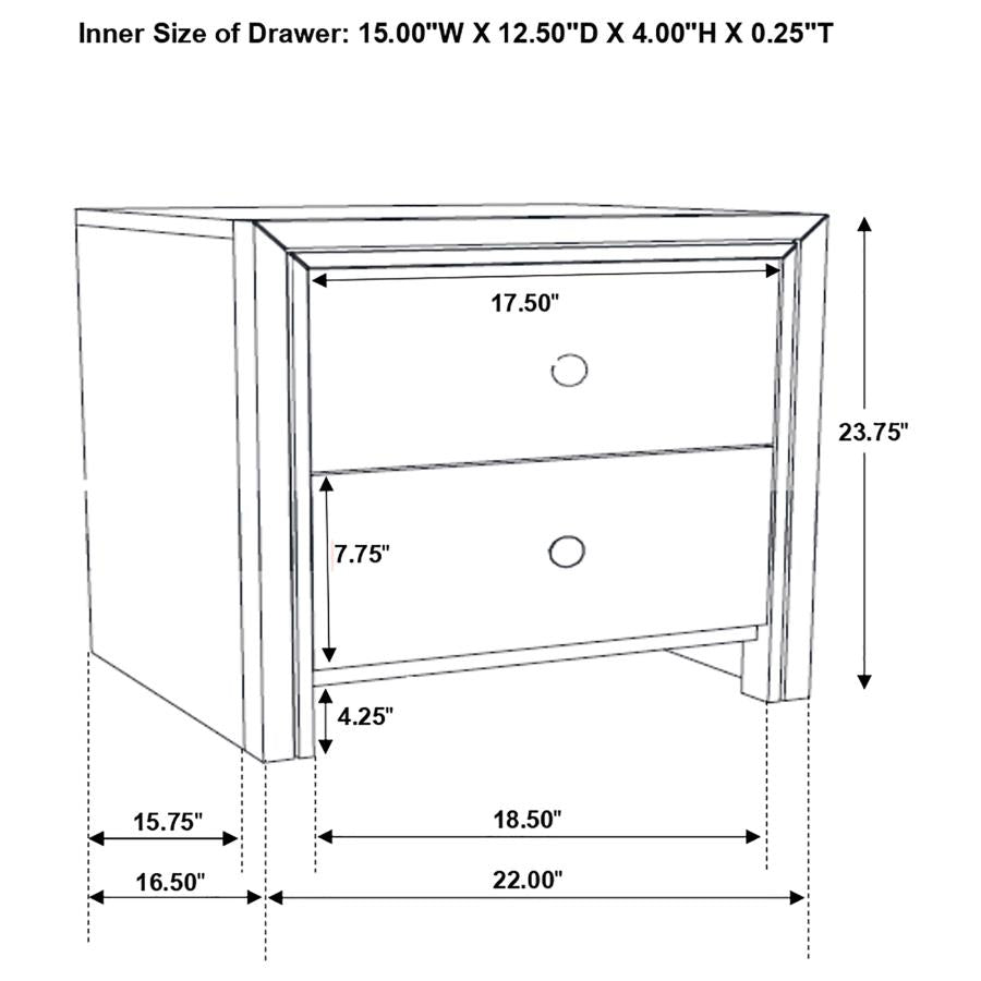 CoasterEveryday Serenity Rectangular 2-Drawer Nightstand Rich Merlot