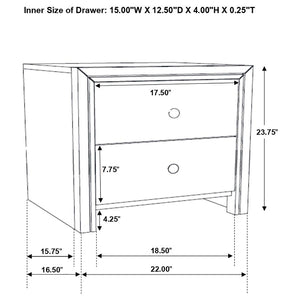 CoasterEveryday Serenity Rectangular 2-Drawer Nightstand Rich Merlot