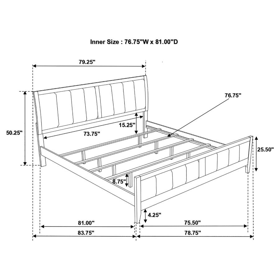 CoasterEveryday Carlton Upholstered Bed Cappuccino And Black