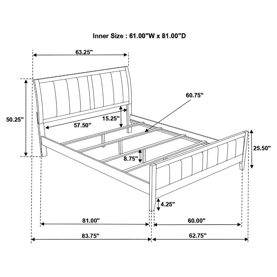 CoasterEveryday Carlton Upholstered Bed Cappuccino And Black