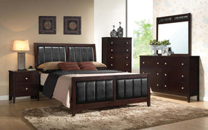 CoasterEveryday Carlton Upholstered Bed Cappuccino And Black