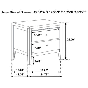 CoasterEveryday Carlton 2-Drawer Rectangular Nightstand Cappuccino