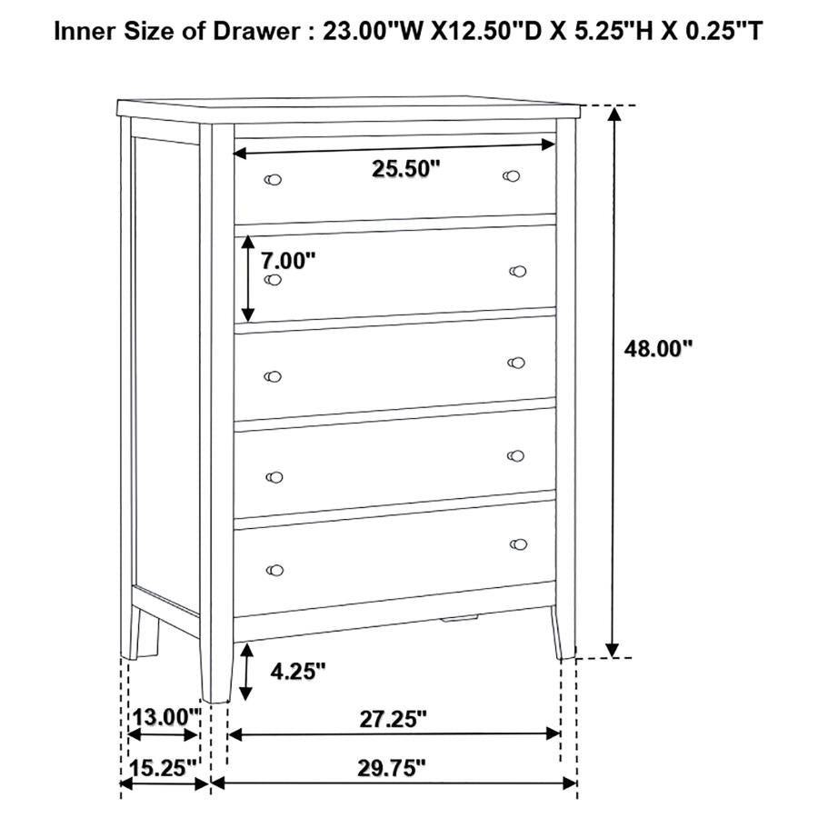 CoasterEveryday Carlton 5-Drawer Rectangular Chest Cappuccino