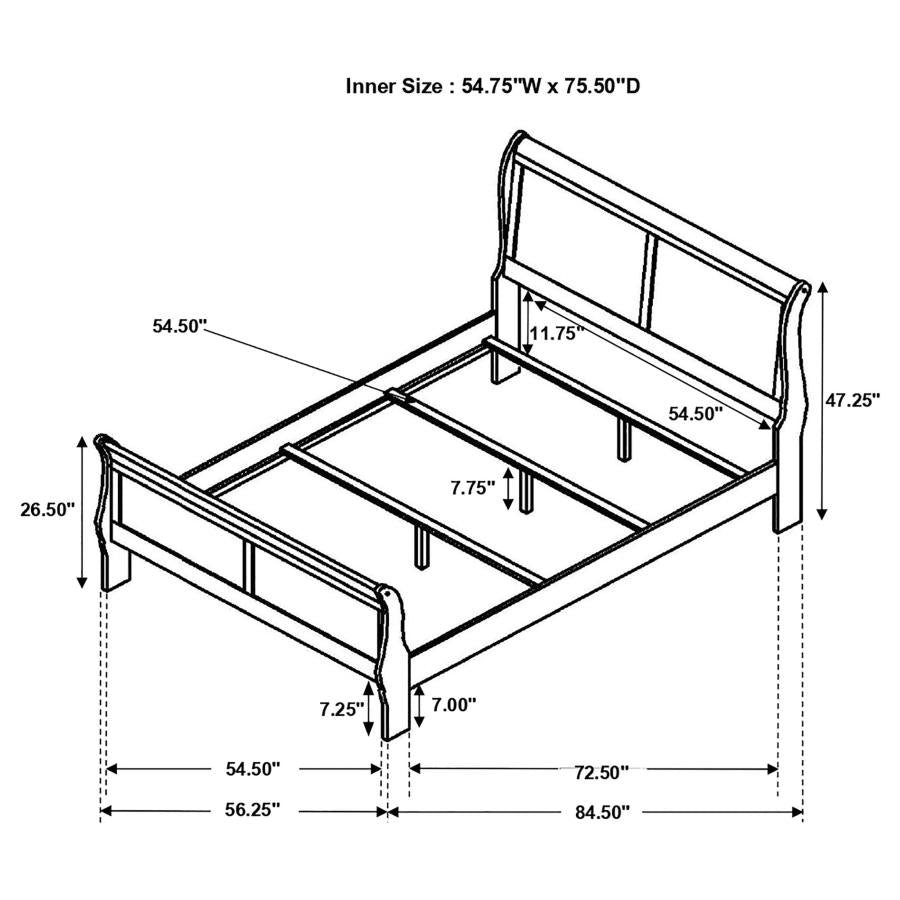 CoasterEveryday Louis Philippe Panel Sleigh Bed Cappuccino