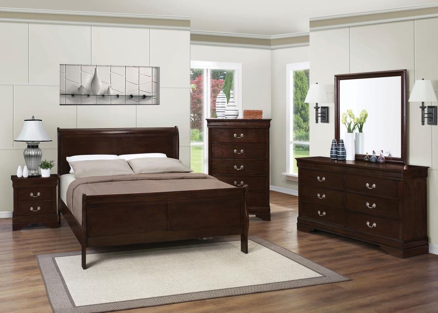 CoasterEveryday Louis Philippe Panel Sleigh Bed Cappuccino