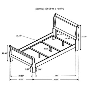 CoasterEveryday Louis Philippe Panel Sleigh Bed Cappuccino