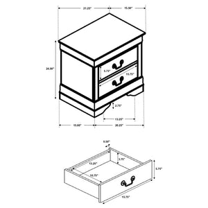 CoasterEveryday Louis Philippe 2-Drawer Nightstand Cappuccino