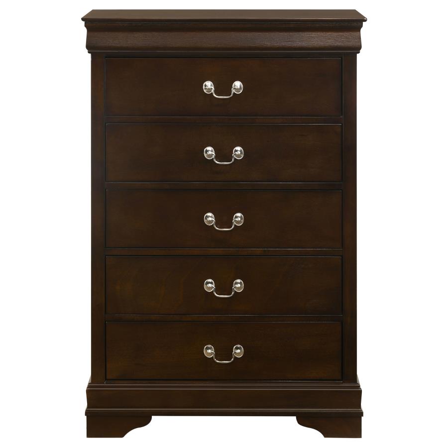 CoasterEveryday Louis Philippe 5-Drawer Chest With Silver Bails Cappuccino Collection: Louis Philippe