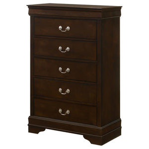 CoasterEveryday Louis Philippe 5-Drawer Chest With Silver Bails Cappuccino Collection: Louis Philippe