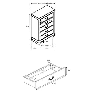 CoasterEveryday Louis Philippe 5-Drawer Chest With Silver Bails Cappuccino Collection: Louis Philippe