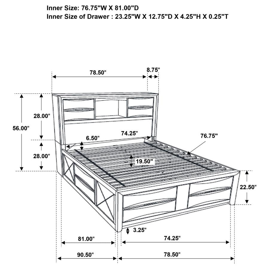 CoasterEssence Briana Platform Storage Bed Black