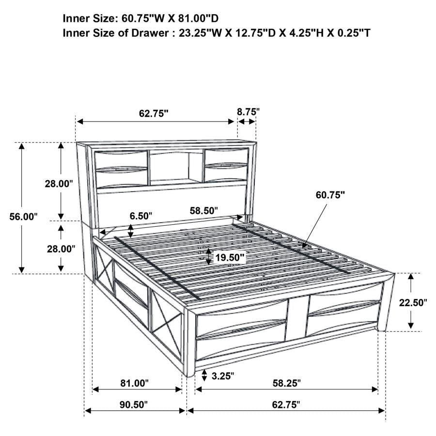 CoasterEssence Briana Platform Storage Bed Black