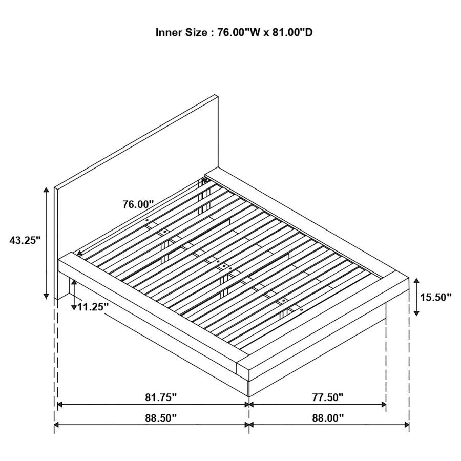 CoasterEssence Jessica Platform Bed With Rail Seating White