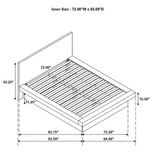 CoasterEssence Jessica Platform Bed With Rail Seating White