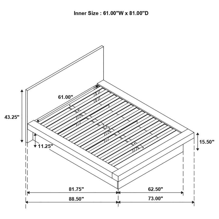 CoasterEssence Jessica Platform Bed With Rail Seating White