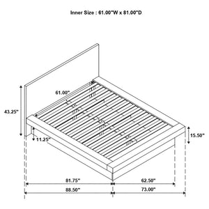 CoasterEssence Jessica Platform Bed With Rail Seating White