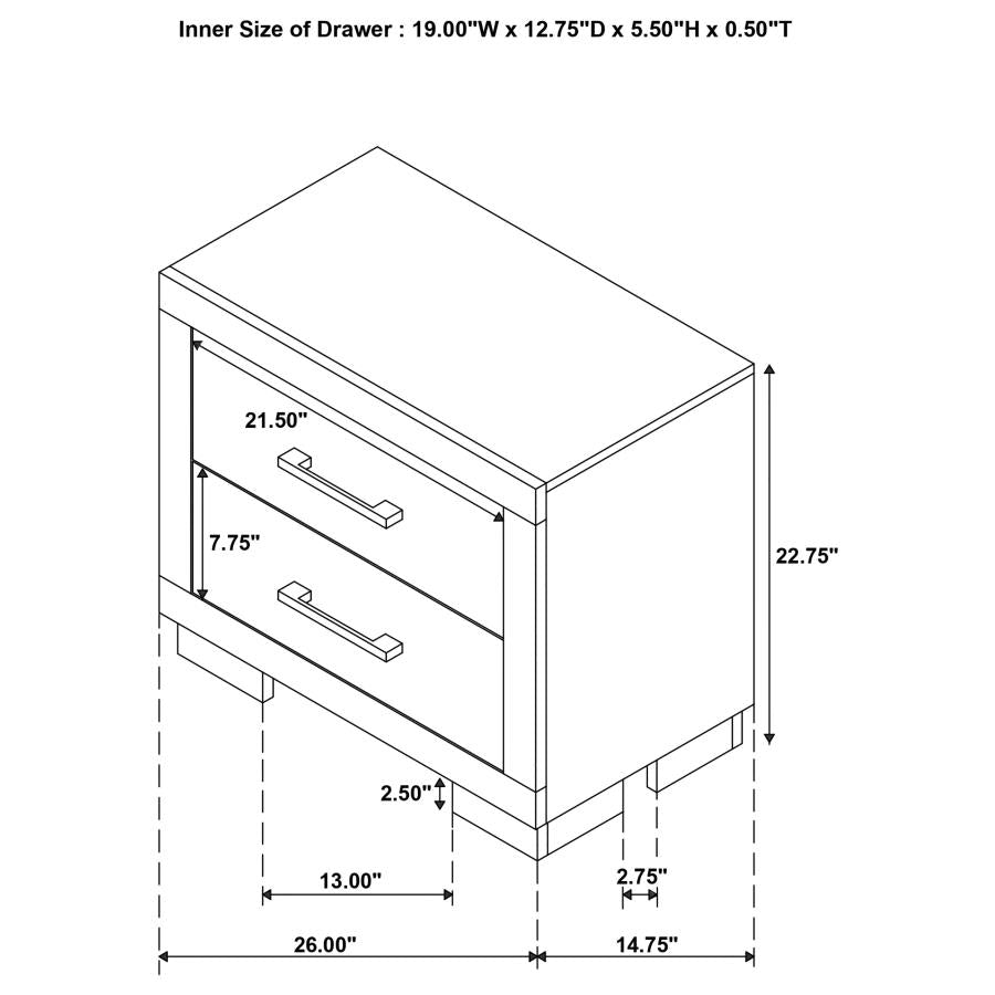 CoasterEssence Jessica 2-Drawer Nightstand White