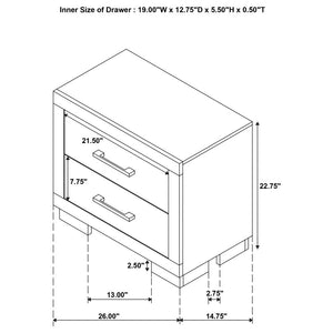 CoasterEssence Jessica 2-Drawer Nightstand White