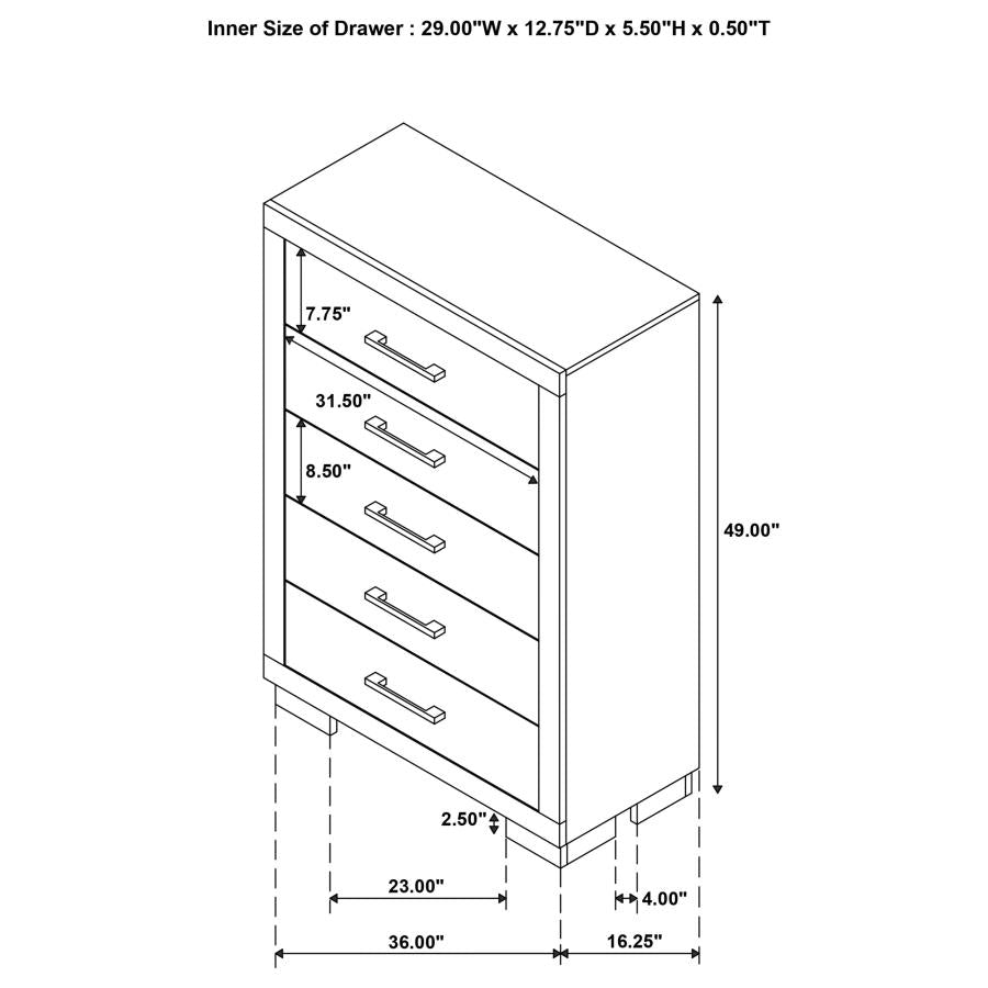 CoasterEssence Jessica 5-Drawer Chest White