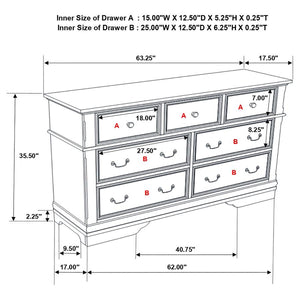 CoasterEssence Cambridge 7-Drawer Rectangular Dresser Cappuccino