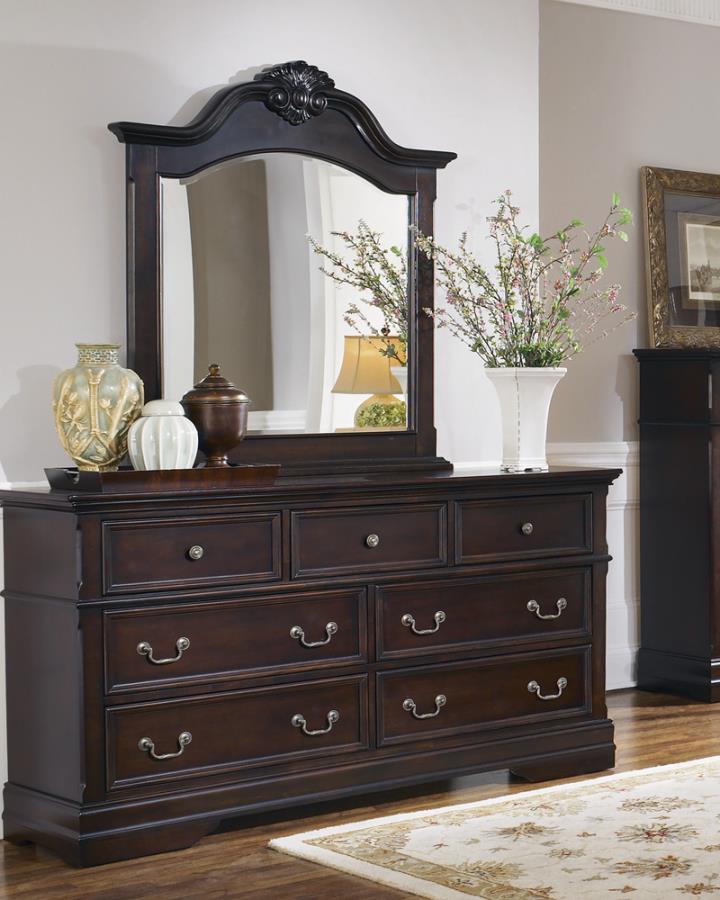 CoasterEssence Cambridge Carved Dresser Mirror Cappuccino