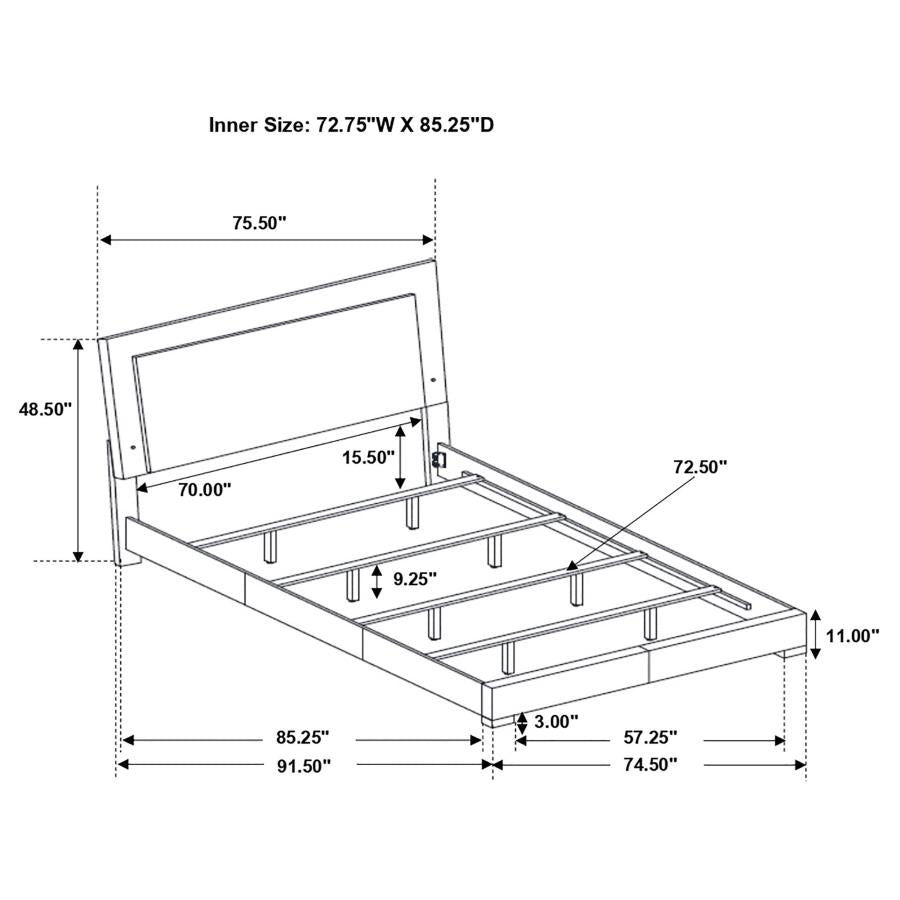 CoasterEssence Felicity Panel Bed With LED Lighting Glossy White