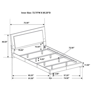 CoasterEssence Felicity Panel Bed With LED Lighting Glossy White