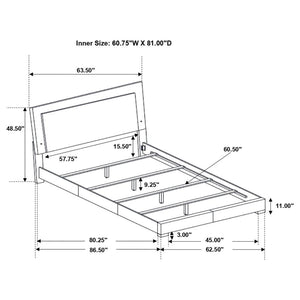 CoasterEssence Felicity Panel Bed With LED Lighting Glossy White