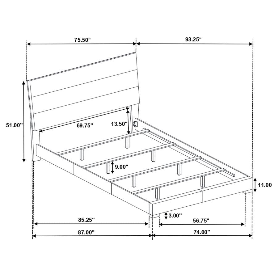 CoasterEssence Felicity Panel Bed With LED Lighting Glossy White